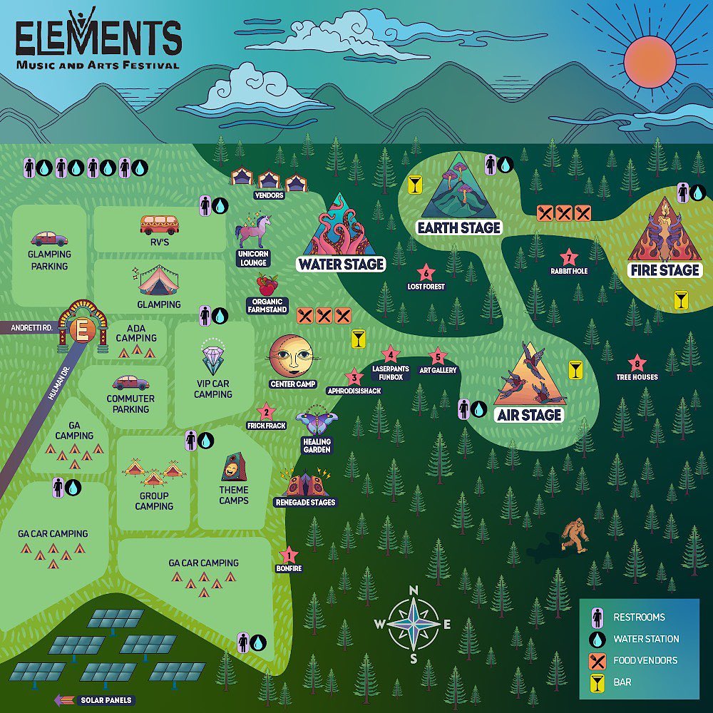 elements festival map